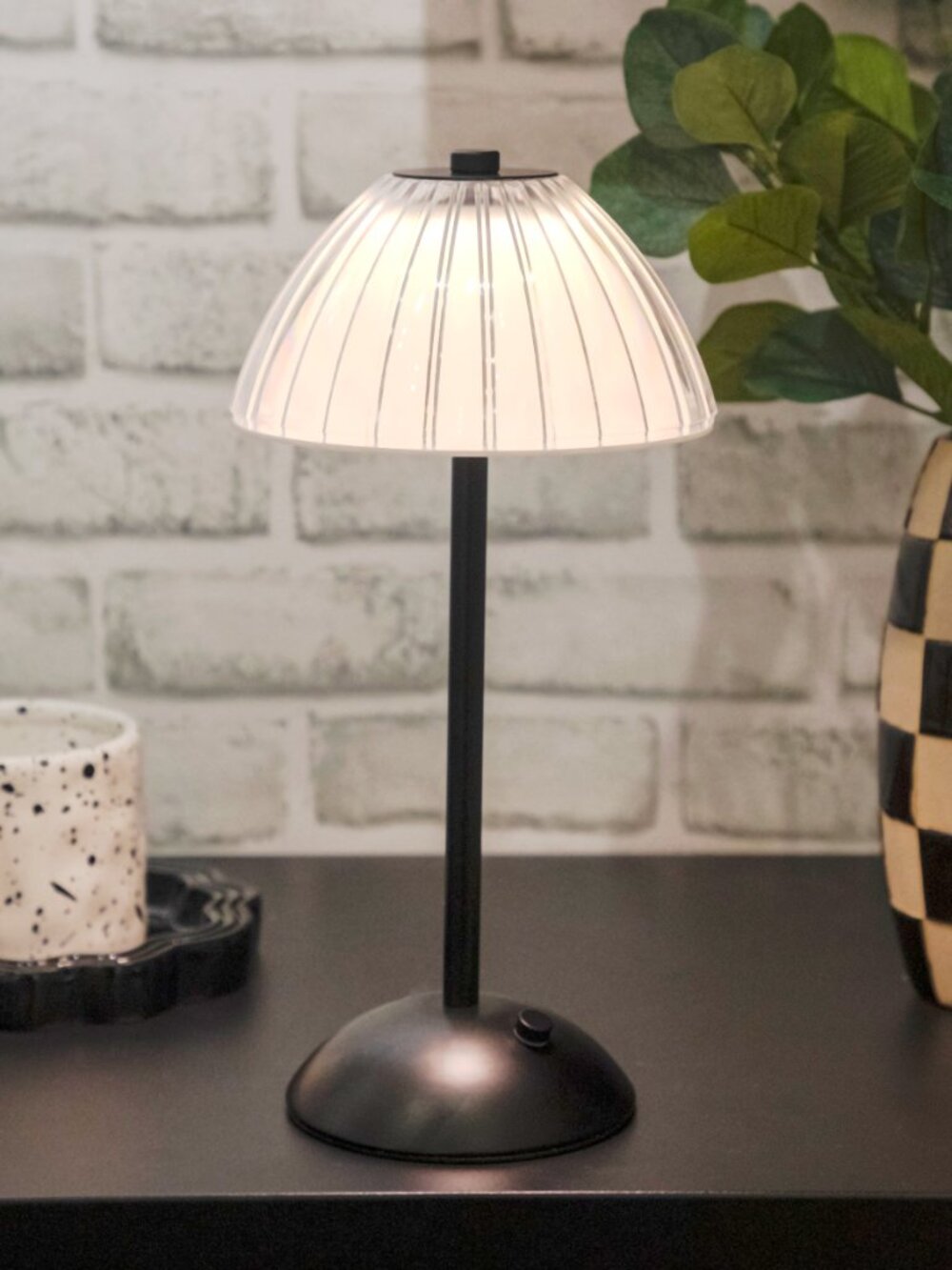Portable Rechargeable Touch Lamp 11.8" – Black Base & Clear Acrylic Shade